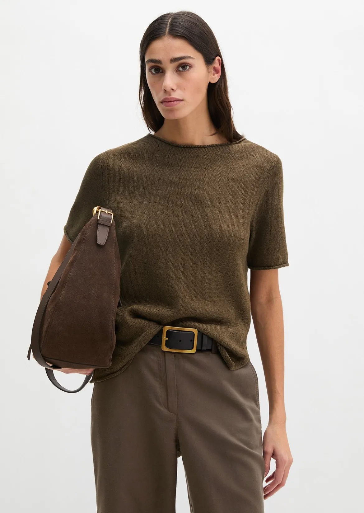 Kurzarm-Pullover regular aus Organic Cotton-Leinen-Mix