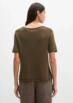 Kurzarm-Pullover regular aus Organic Cotton-Leinen-Mix