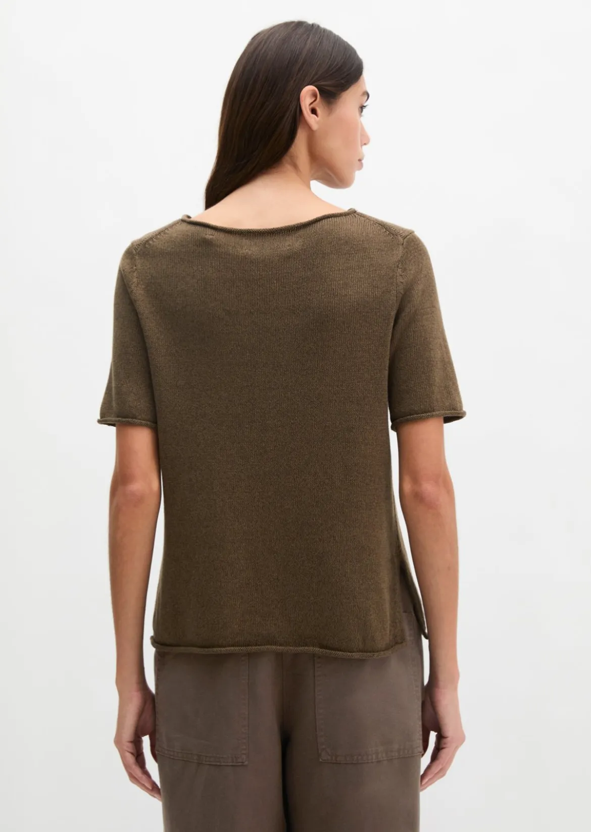 Kurzarm-Pullover regular aus Organic Cotton-Leinen-Mix