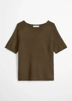Kurzarm-Pullover regular aus Organic Cotton-Leinen-Mix