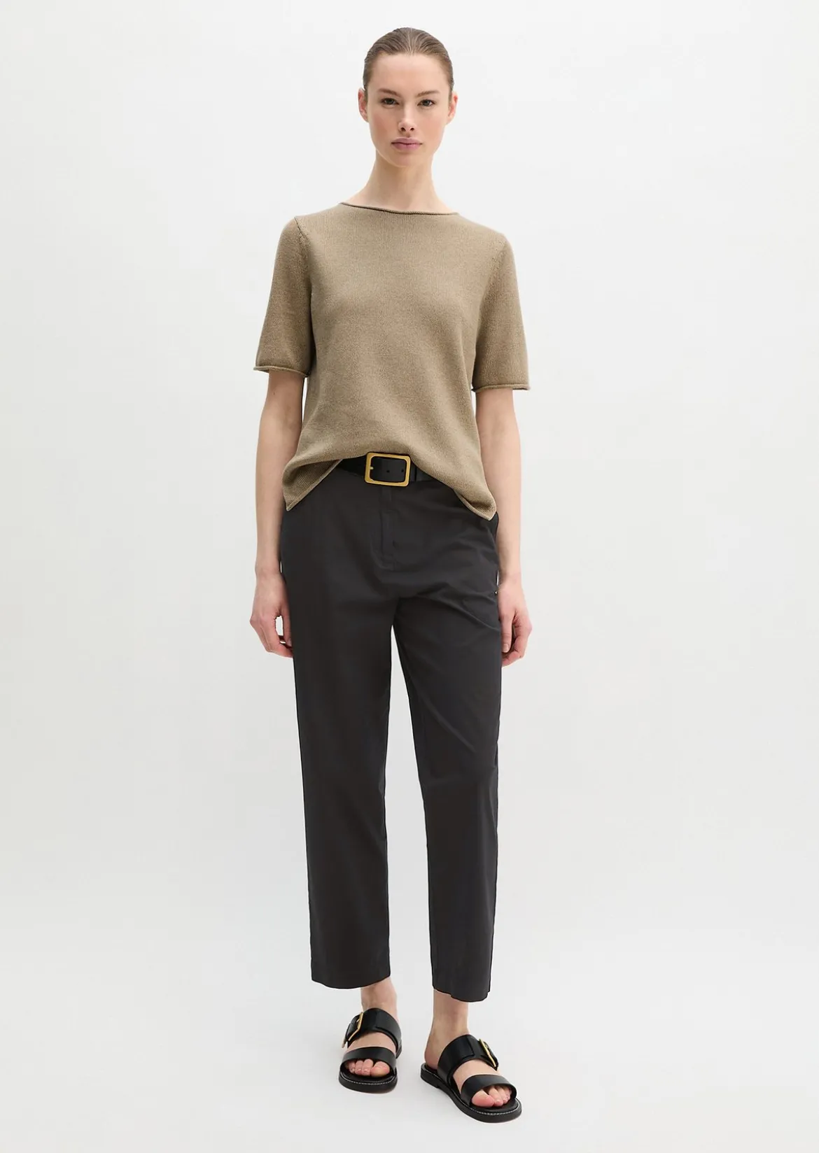 Kurzarm-Pullover regular aus Organic Cotton-Leinen-Mix
