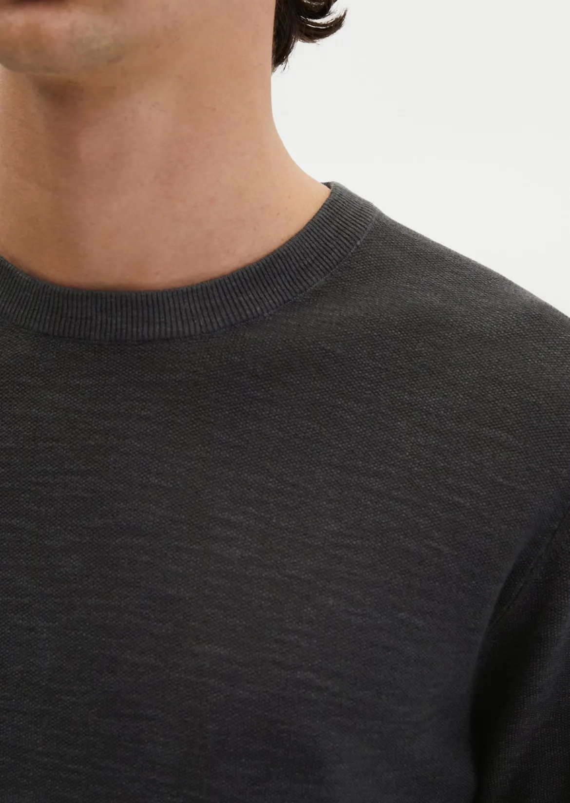 Kurzarm-Pullover regular aus Bio-Baumwolle und Leinen