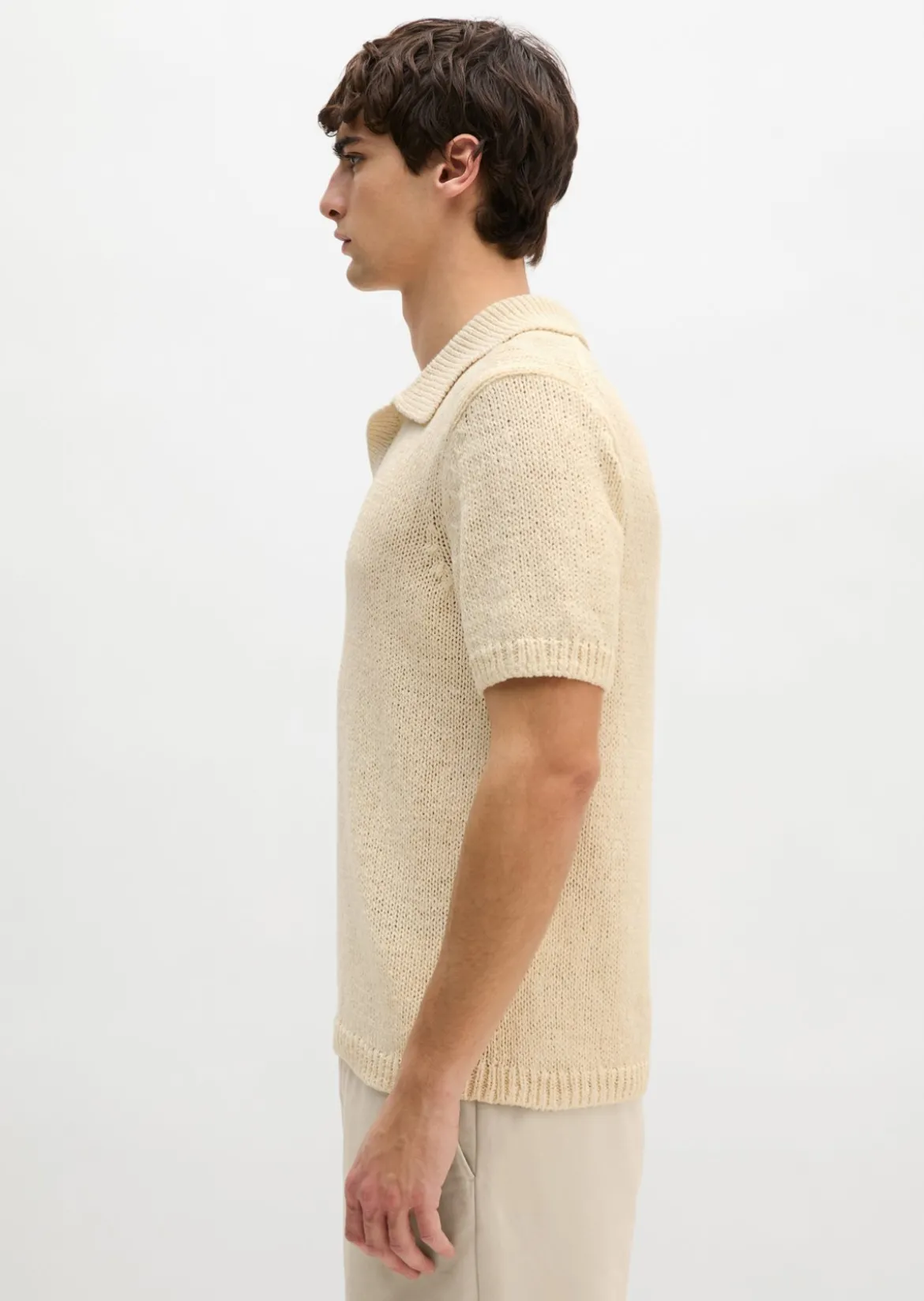 Kurzarm-Pullover regular aus lockerem Bändchengarn