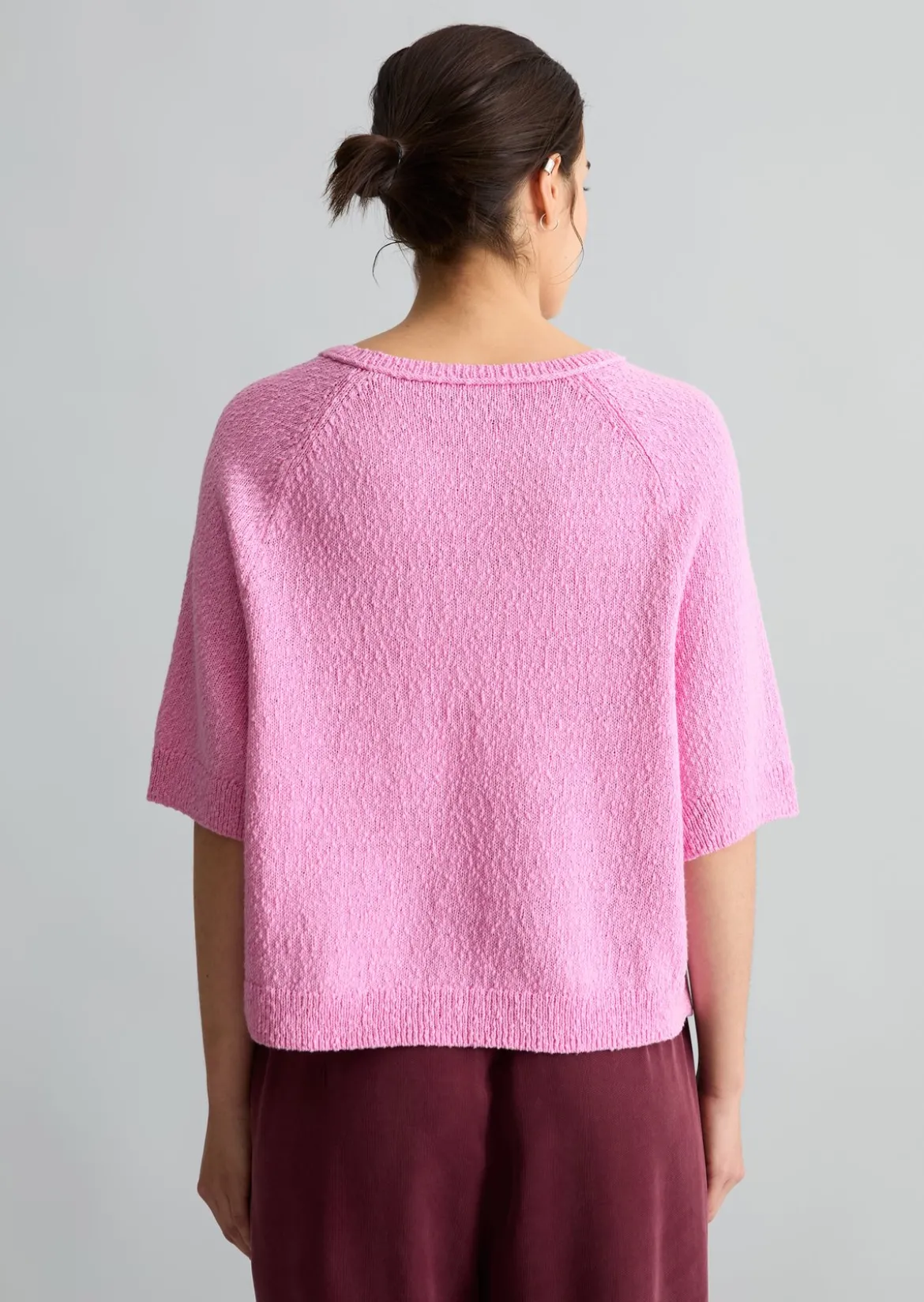 Kurzarm-Pullover regular aus Cotton Slub Garn