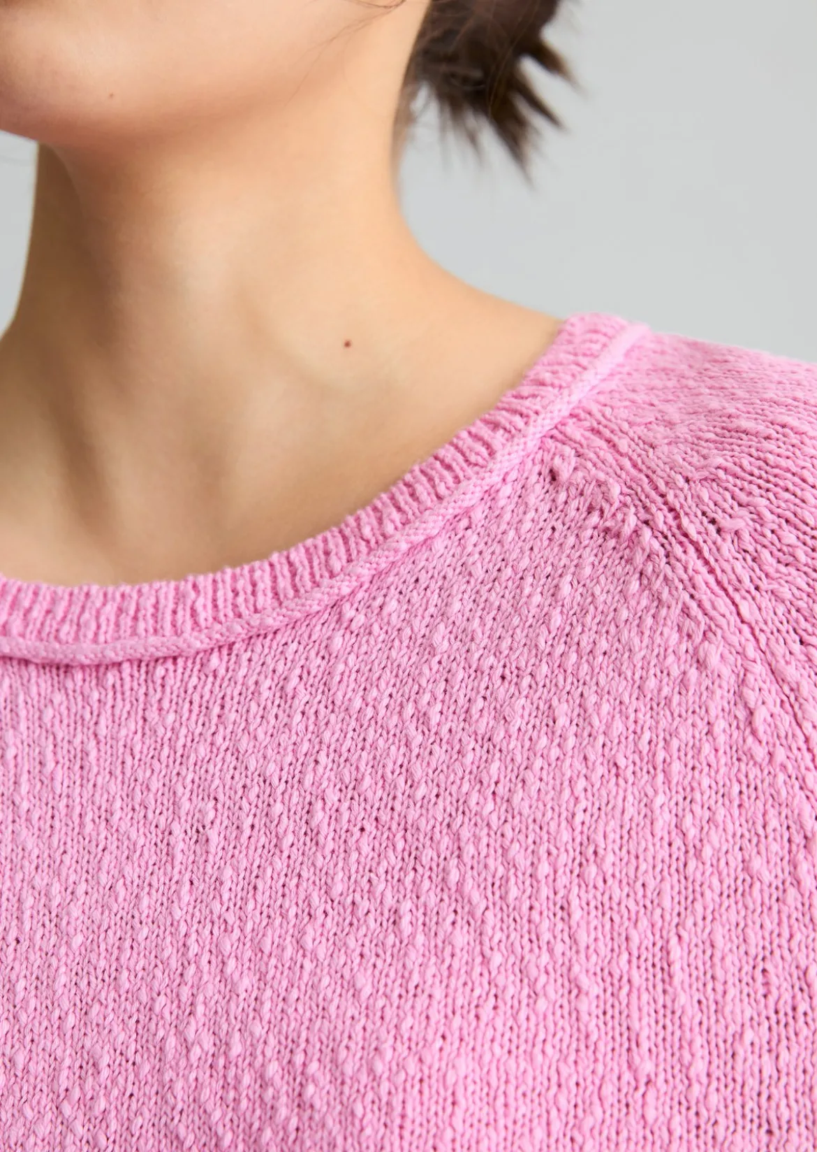 Kurzarm-Pullover regular aus Cotton Slub Garn