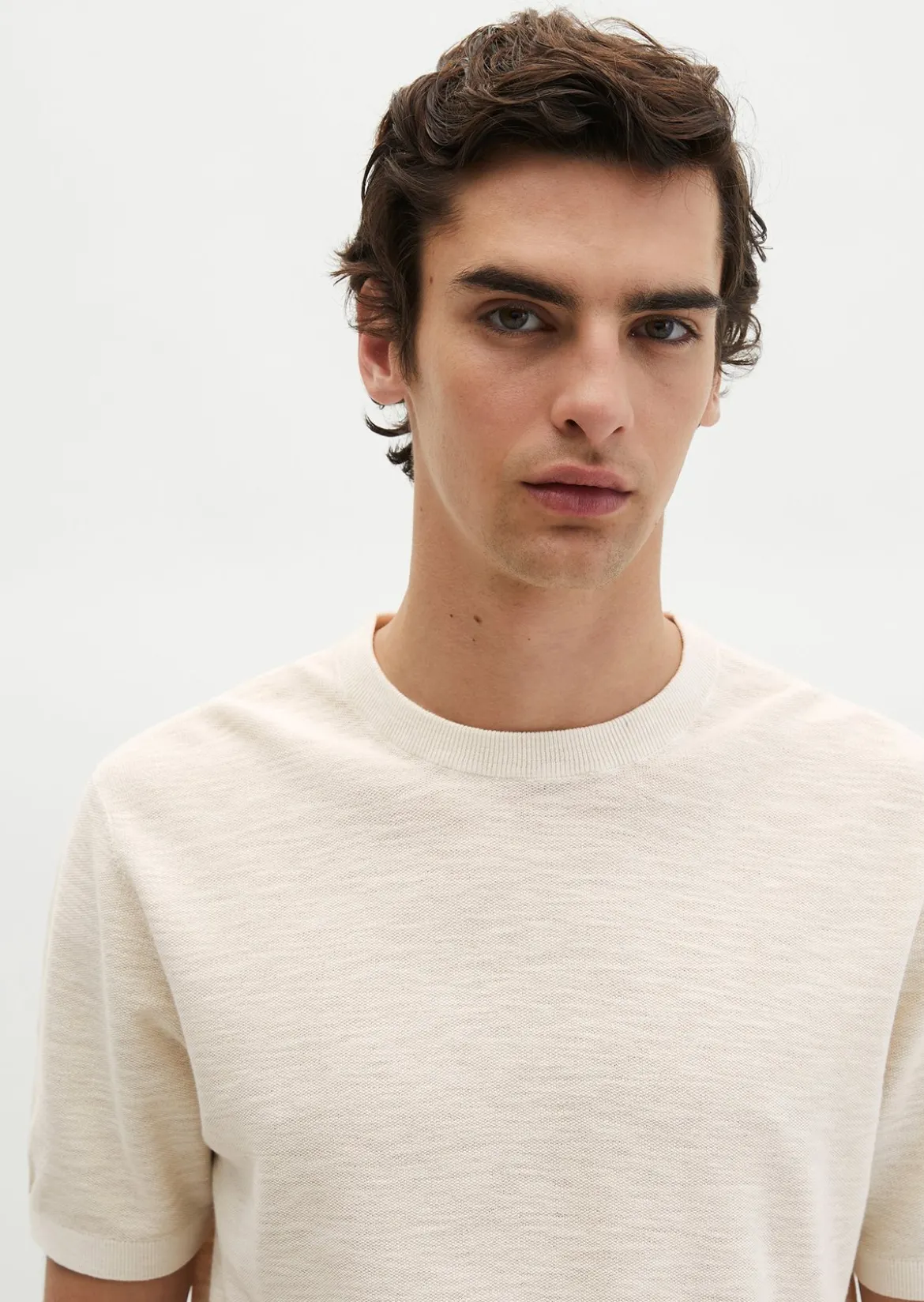 Kurzarm-Pullover regular aus Bio-Baumwolle und Leinen