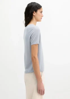 Kurzarm-Pullover regular aus weichem Merinowolle-Viskose-Mix