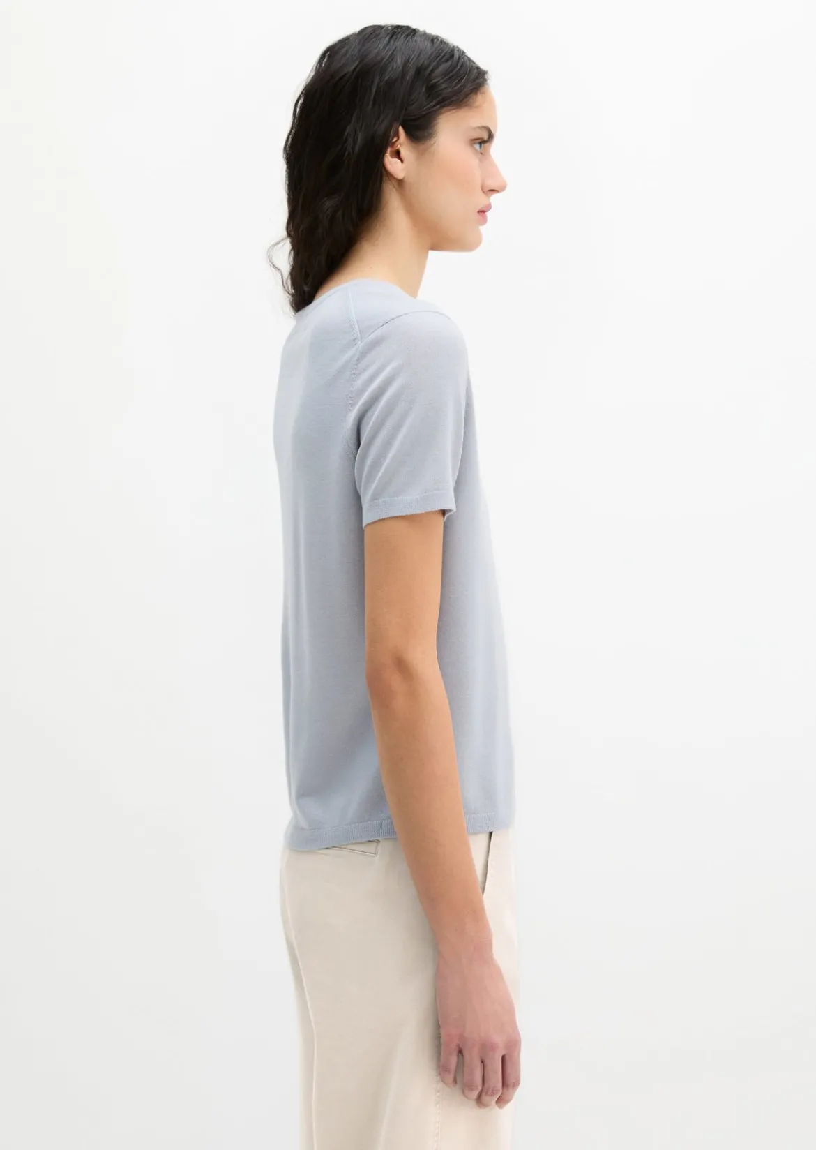 Kurzarm-Pullover regular aus weichem Merinowolle-Viskose-Mix
