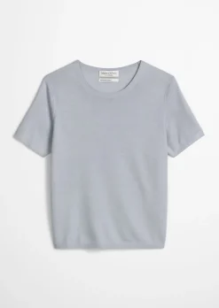 Kurzarm-Pullover regular aus weichem Merinowolle-Viskose-Mix