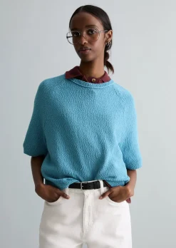 Kurzarm-Pullover regular aus Cotton Slub Garn