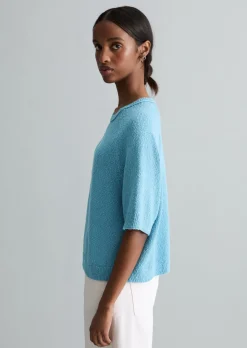 Kurzarm-Pullover regular aus Cotton Slub Garn