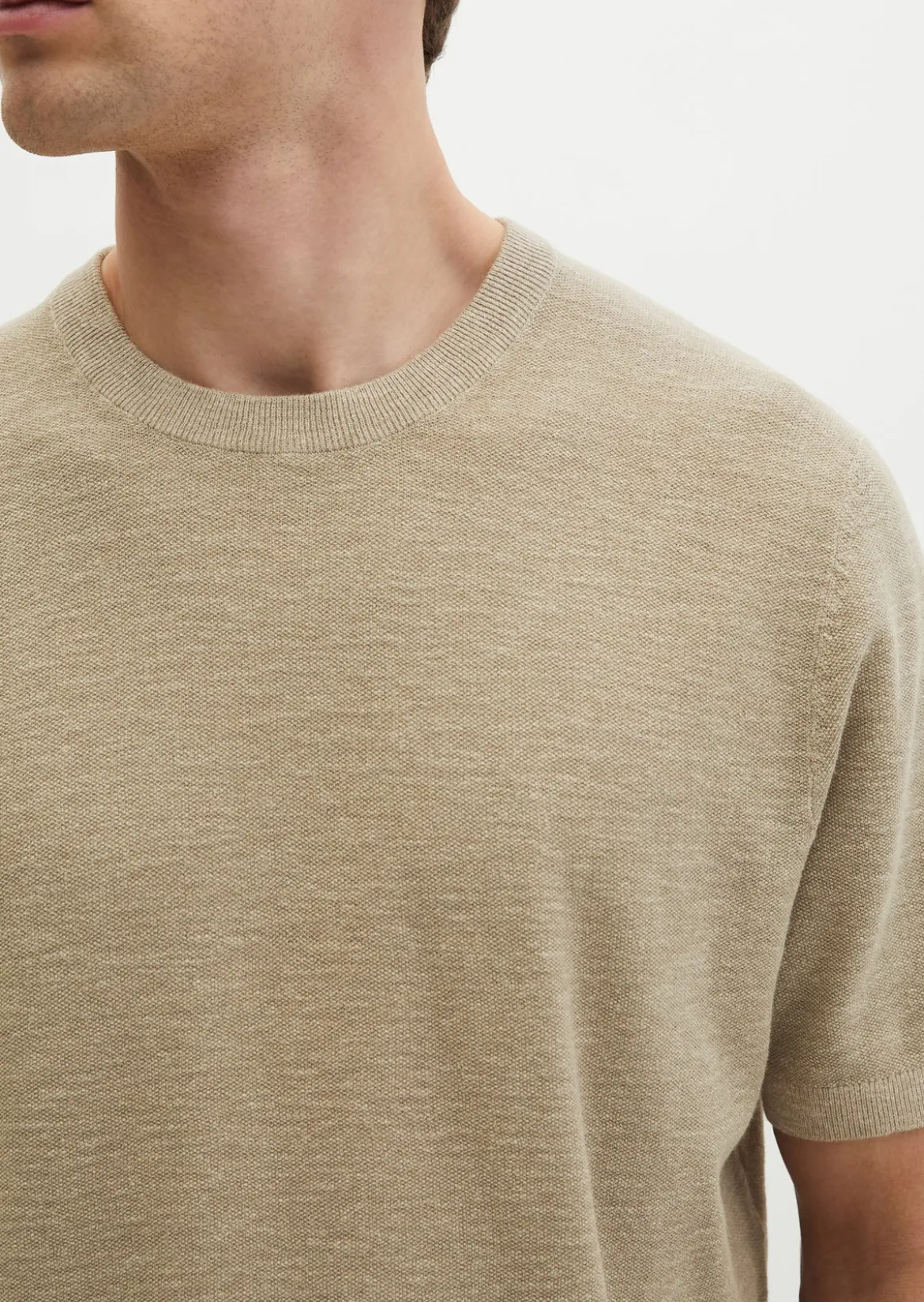 Kurzarm-Pullover regular aus Bio-Baumwolle und Leinen