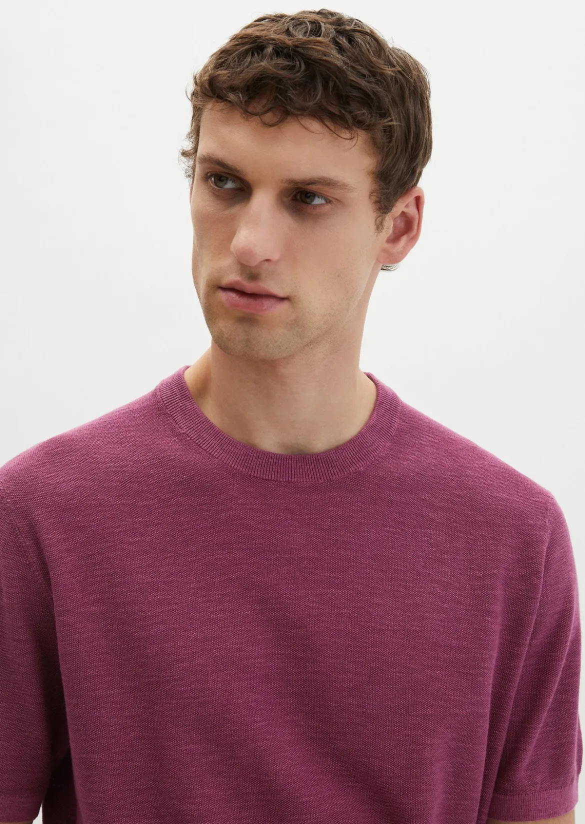 Kurzarm-Pullover regular aus Bio-Baumwolle und Leinen