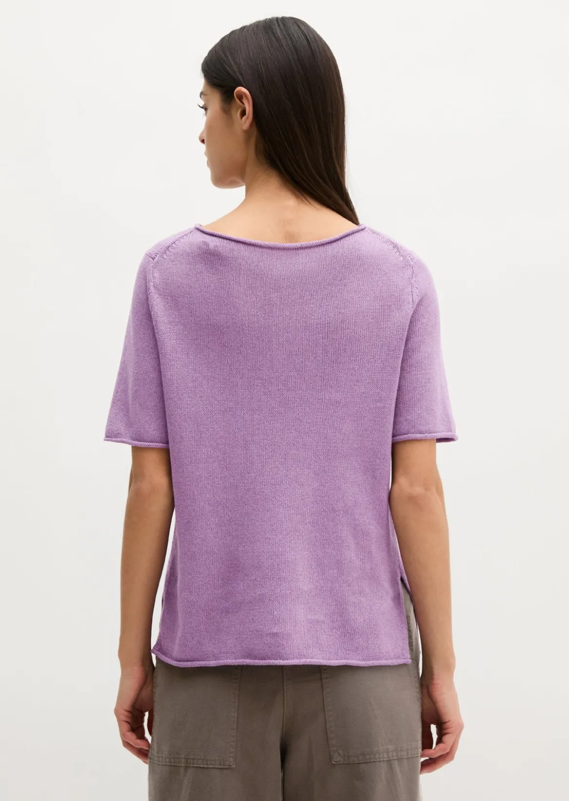 Kurzarm-Pullover regular aus Organic Cotton-Leinen-Mix