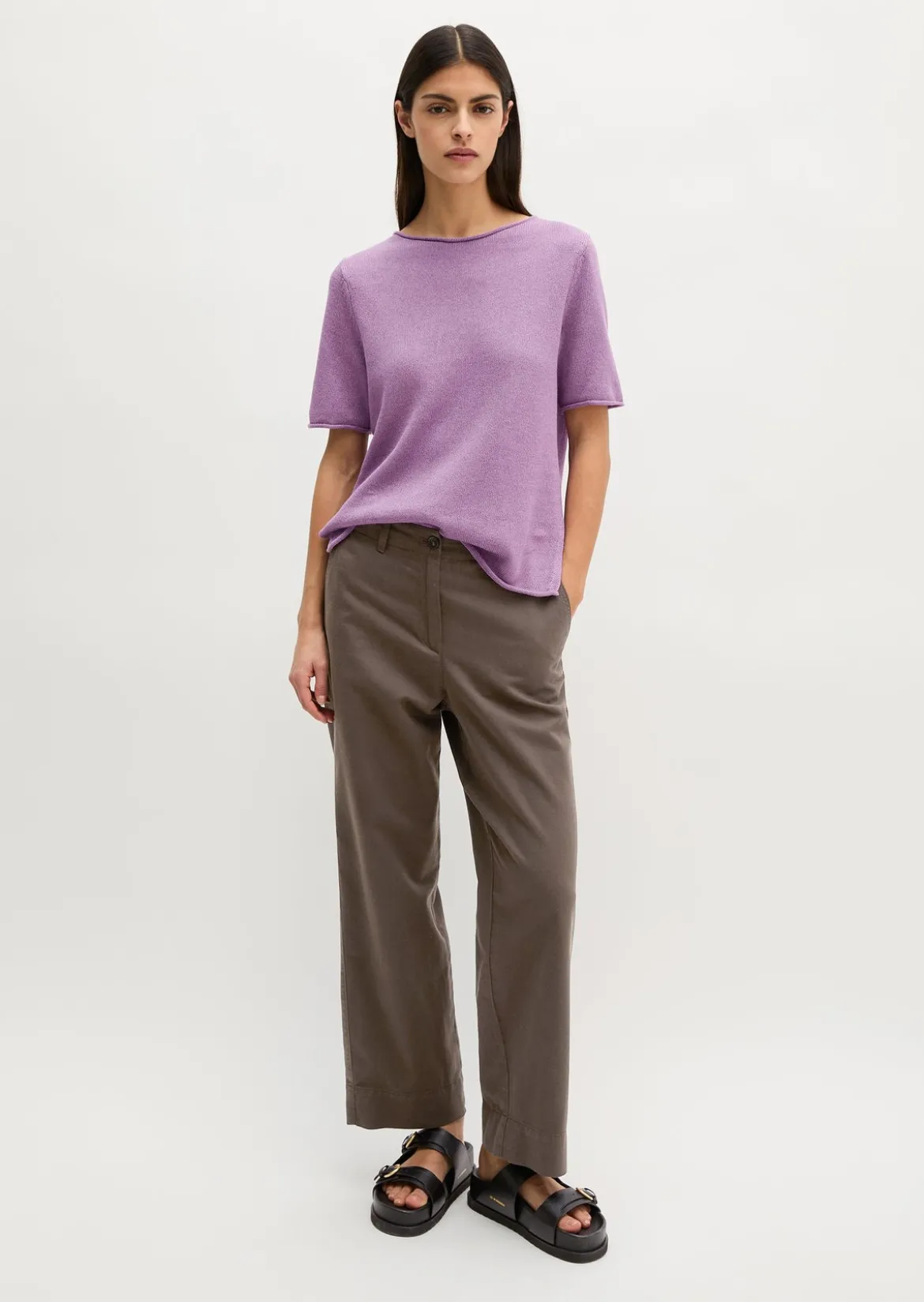 Kurzarm-Pullover regular aus Organic Cotton-Leinen-Mix