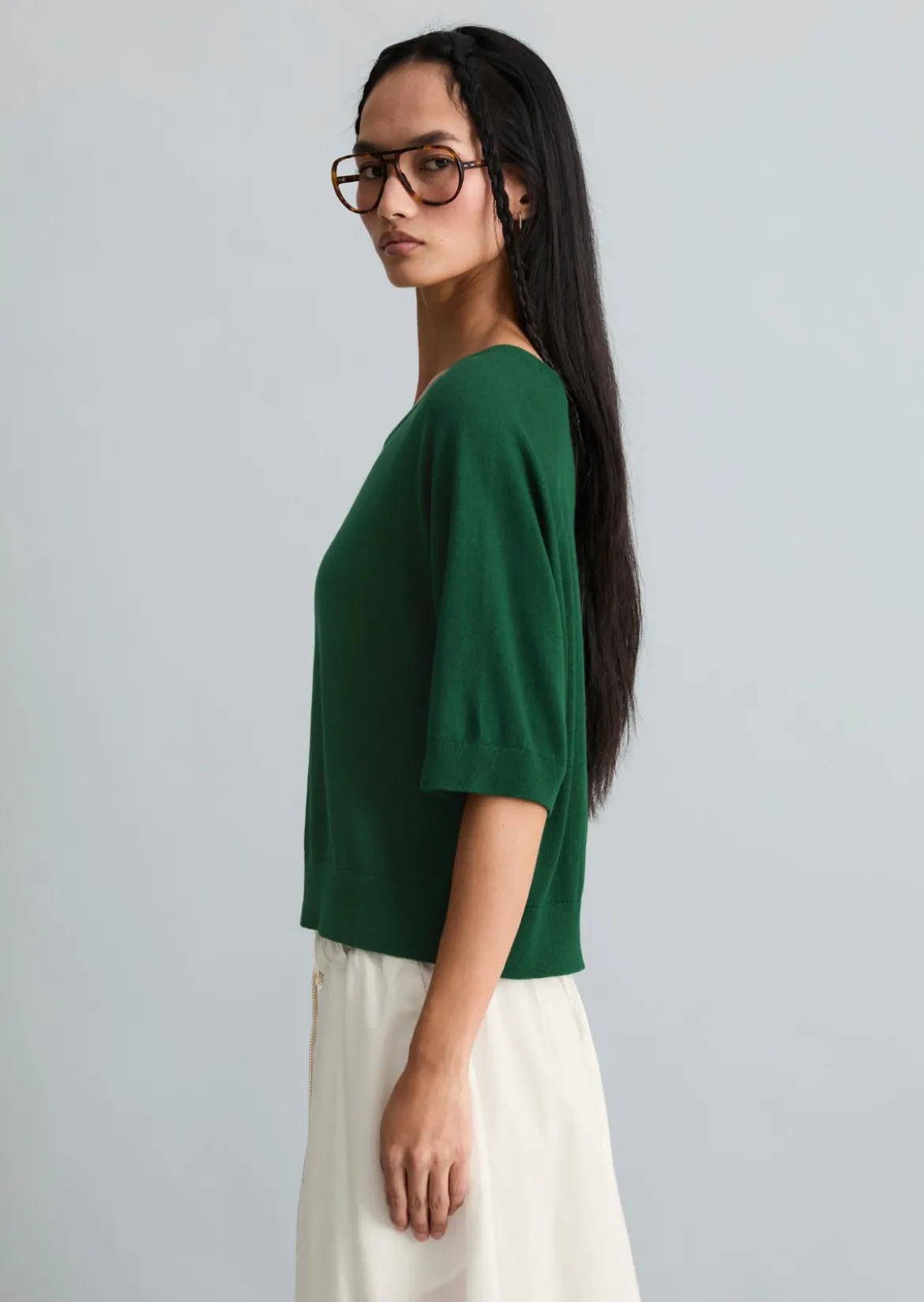 Kurzarm-Pullover relaxed aus weichem Organic-Cotton-Modal-Mix