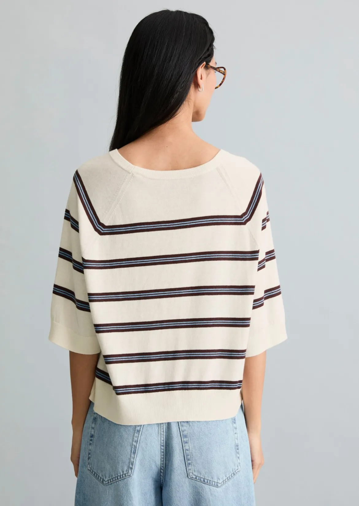 Kurzarm-Pullover relaxed aus weichem Organic-Cotton-Modal-Mix