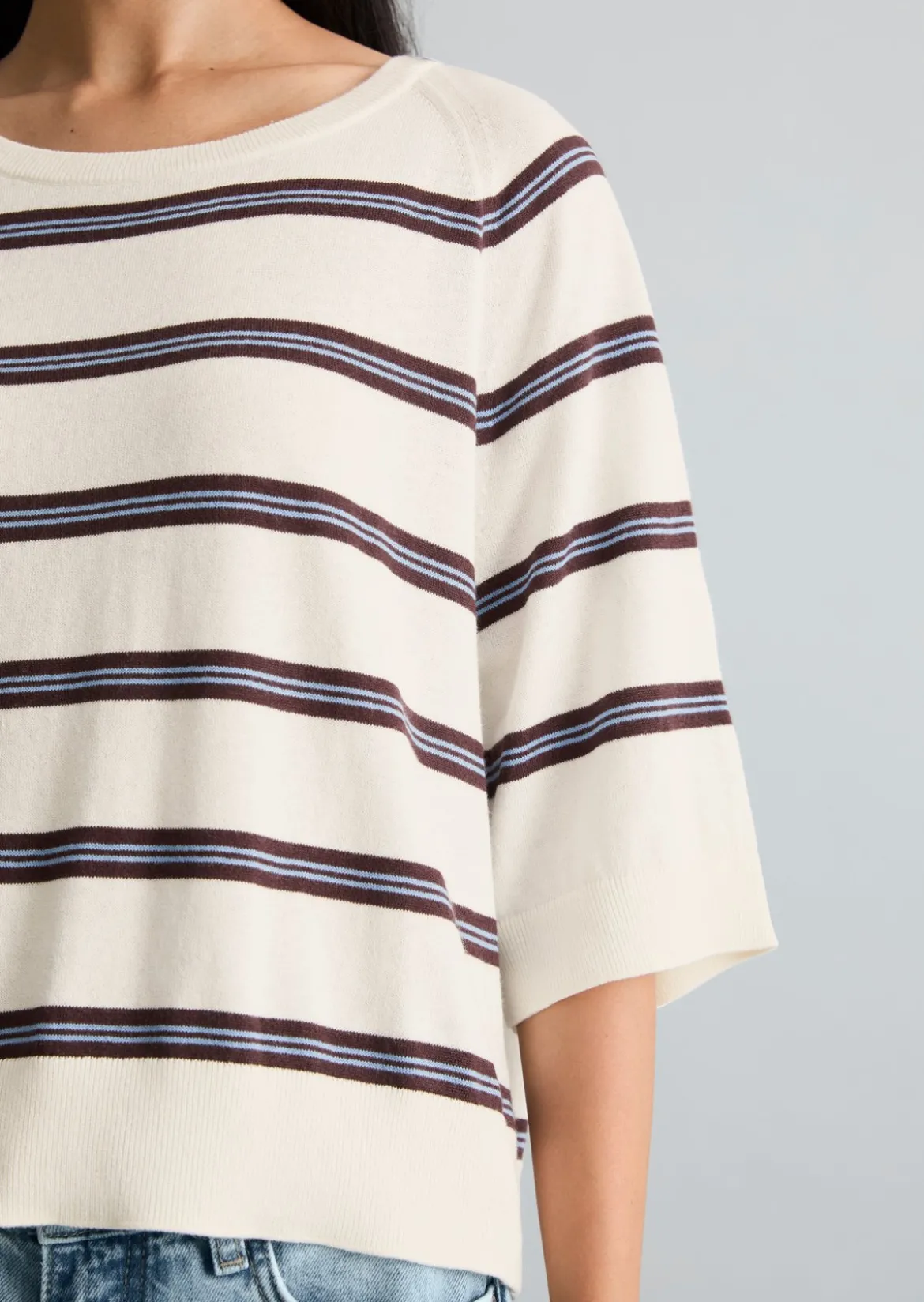 Kurzarm-Pullover relaxed aus weichem Organic-Cotton-Modal-Mix
