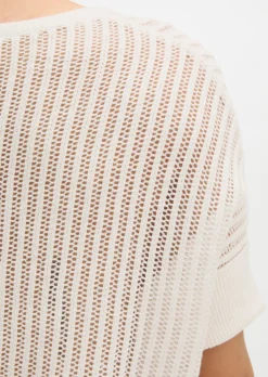 Kurzarm-Strickpullover boxy aus Organic Cotton-Leinen-Mix