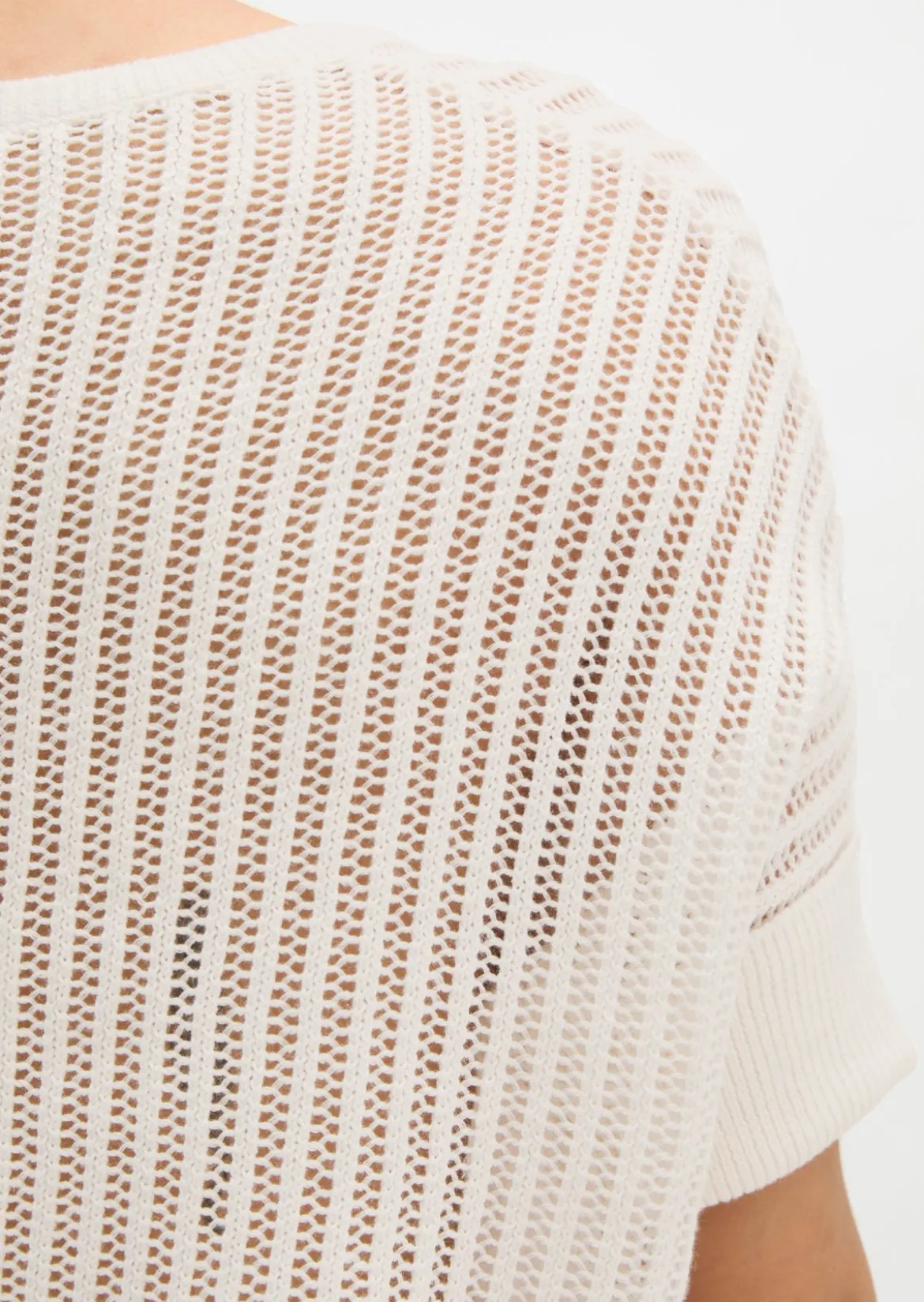 Kurzarm-Strickpullover boxy aus Organic Cotton-Leinen-Mix