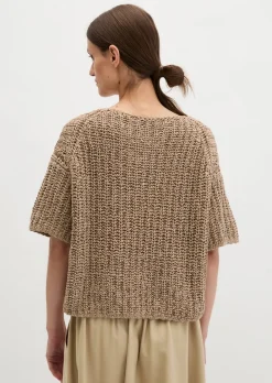 Kurzarm-Strickpullover boxy aus Bändchengarn