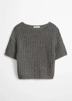 Kurzarm-Strickpullover boxy aus Bändchengarn
