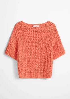 Kurzarm-Strickpullover boxy aus Bändchengarn