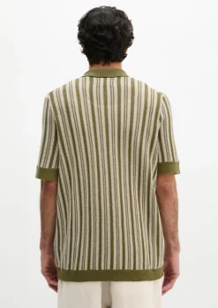Kurzarm-Strickshirt regular aus Bio-Baumwolle und Leinen