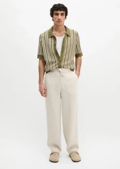 Kurzarm-Strickshirt regular aus Bio-Baumwolle und Leinen