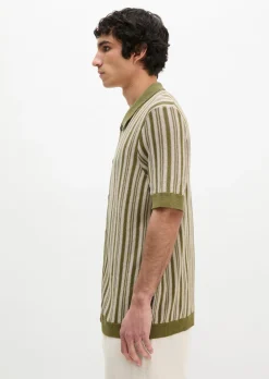 Kurzarm-Strickshirt regular aus Bio-Baumwolle und Leinen