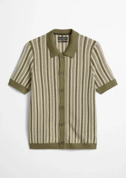 Kurzarm-Strickshirt regular aus Bio-Baumwolle und Leinen