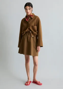 Kurzer Rock A-Shape aus Leinen-Baumwolle-Mix