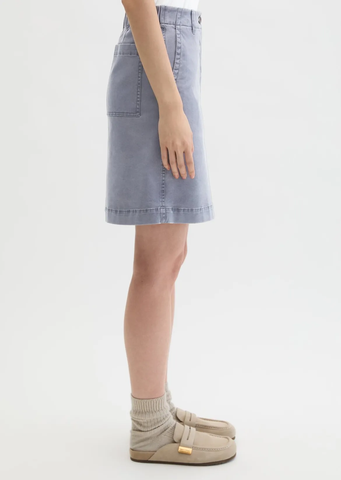 Kurzer Rock regular aus Brushed Cotton Twill