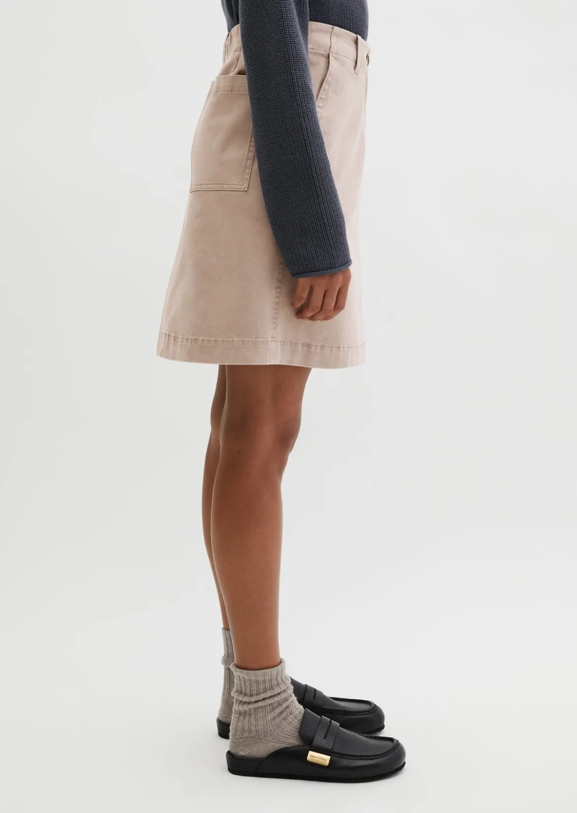 Kurzer Rock regular aus Brushed Cotton Twill