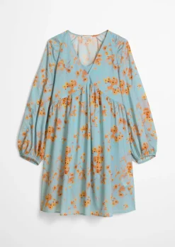 Kurzes Sommerkleid loose aus bedrucktem Baumwoll-Voile