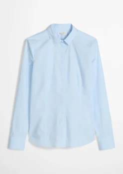 Langarm-Bluse in Stretch-Popeline-Qualität