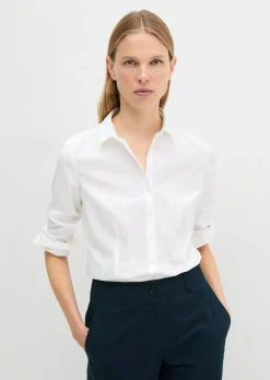 Langarm-Bluse in Stretch-Popeline-Qualität