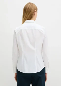 Langarm-Bluse in Stretch-Popeline-Qualität