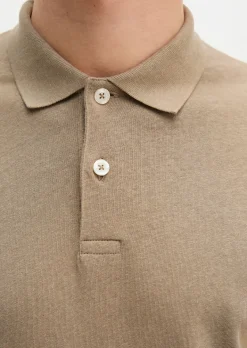 Langarm-Poloshirt regular aus Baumwoll-Leinen-Mix