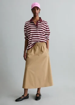 Langarm-Poloshirt relaxed aus gestreiftem Single Jersey