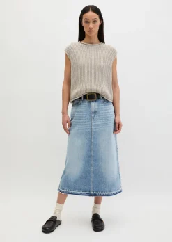 Langer Jeansrock A-Shape aus Rigid Denim ohne Elasthan