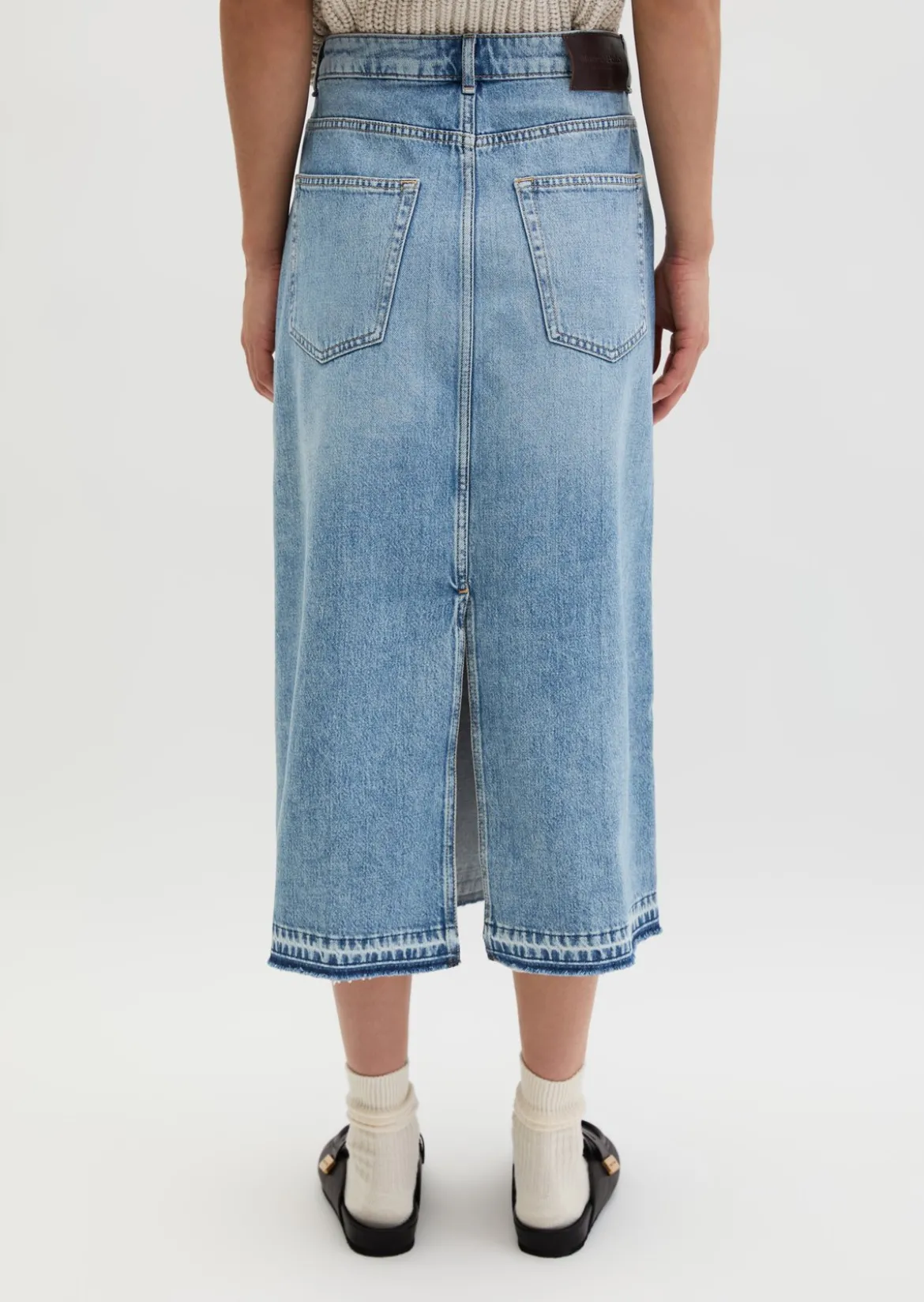 Langer Jeansrock A-Shape aus Rigid Denim ohne Elasthan