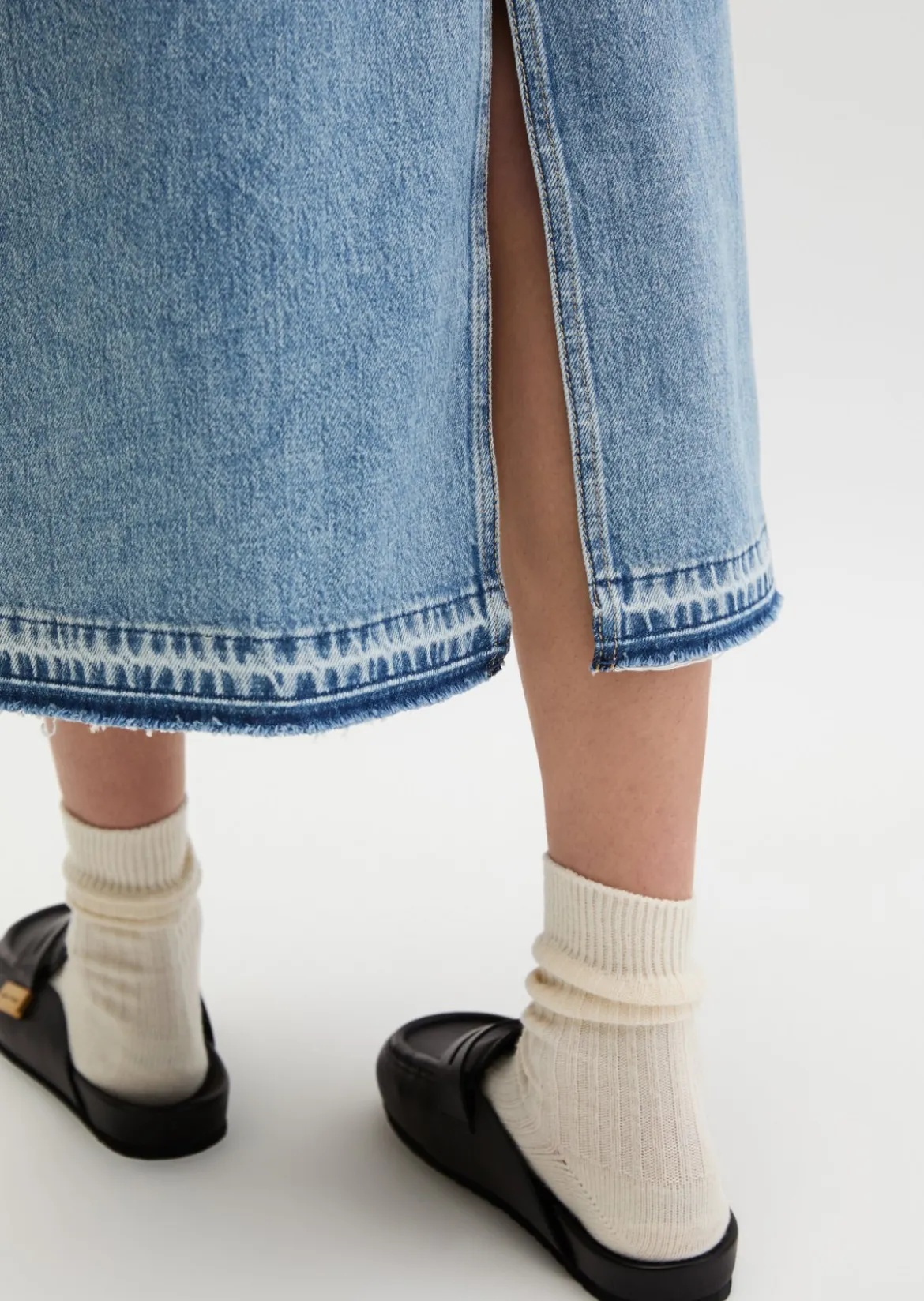 Langer Jeansrock A-Shape aus Rigid Denim ohne Elasthan