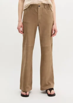 Lederhose wide aus weichem Ziegen-Veloursleder