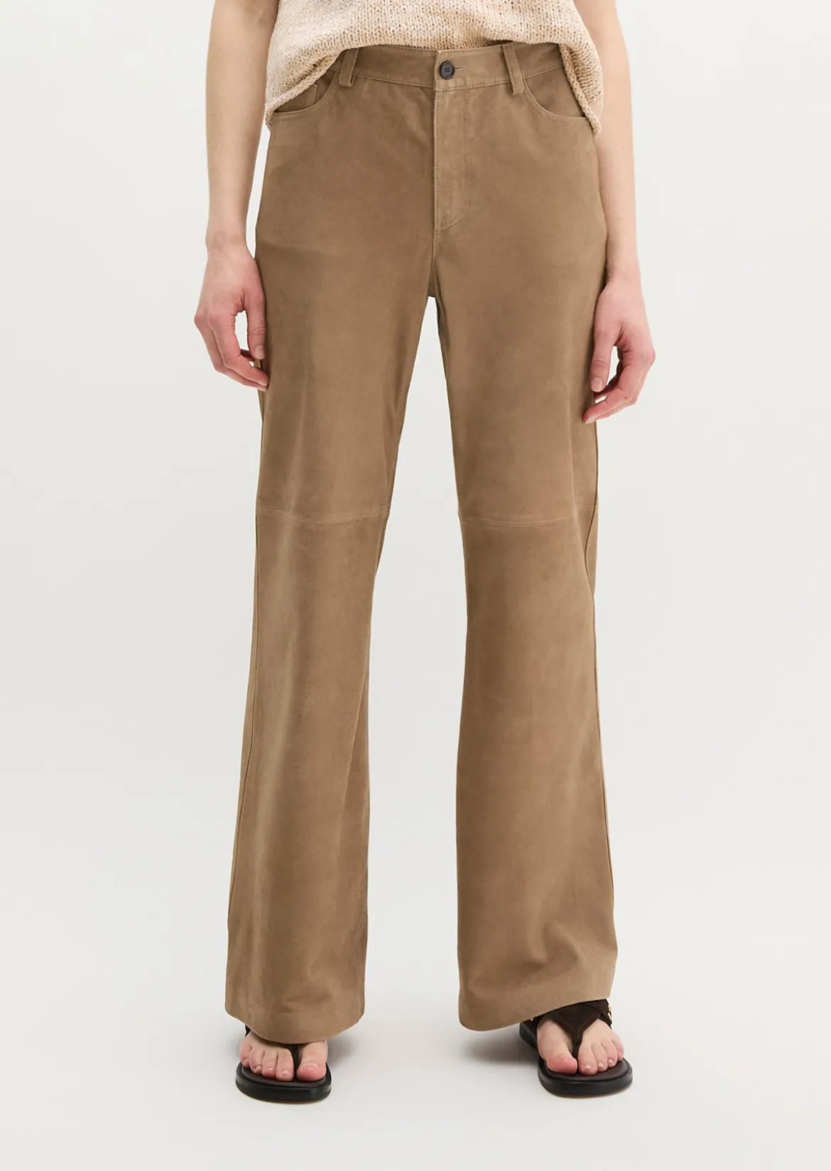 Lederhose wide aus weichem Ziegen-Veloursleder