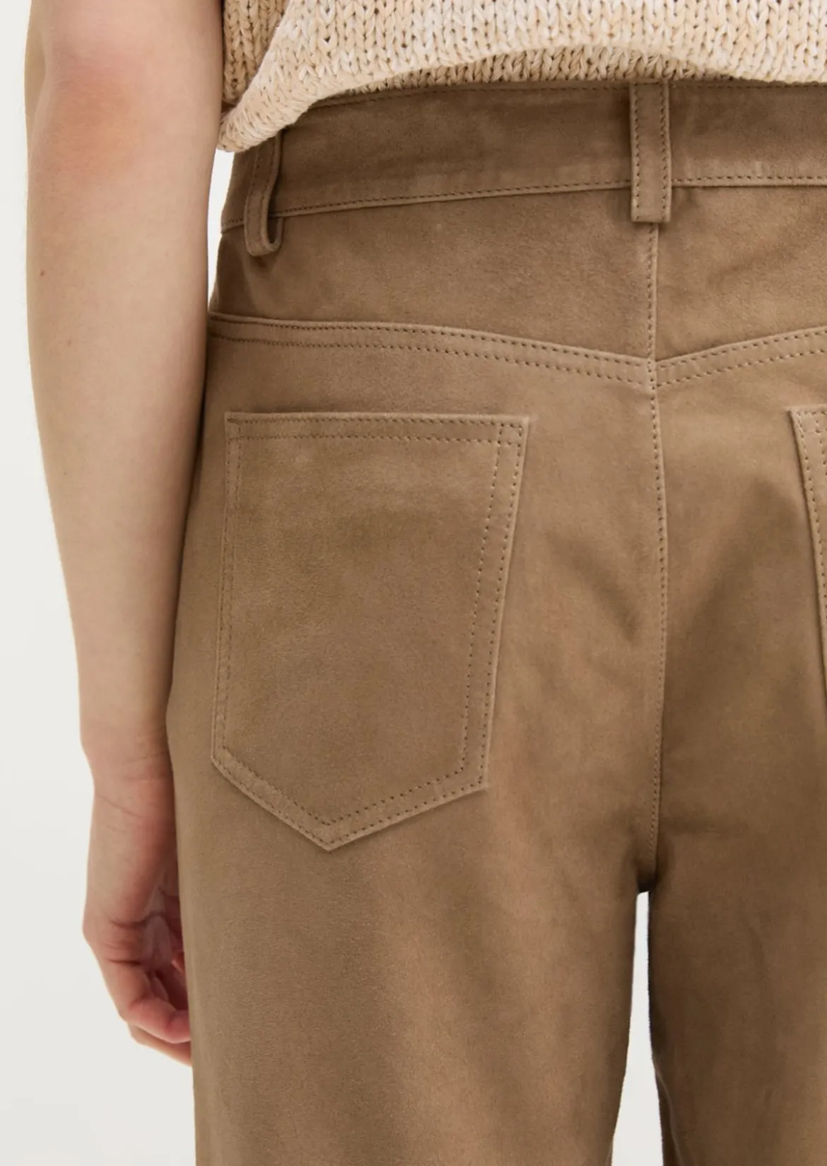 Lederhose wide aus weichem Ziegen-Veloursleder
