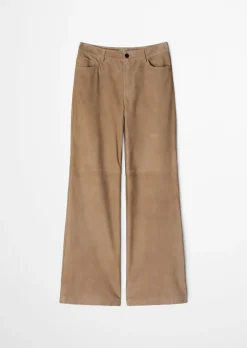 Lederhose wide aus weichem Ziegen-Veloursleder