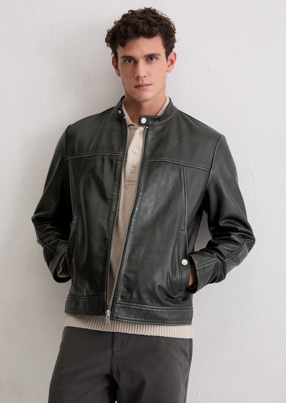 Lederjacke im Biker-Style regular aus edlem Lammleder