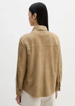 Leder-Overshirt regular aus weichem Ziegen-Veloursleder
