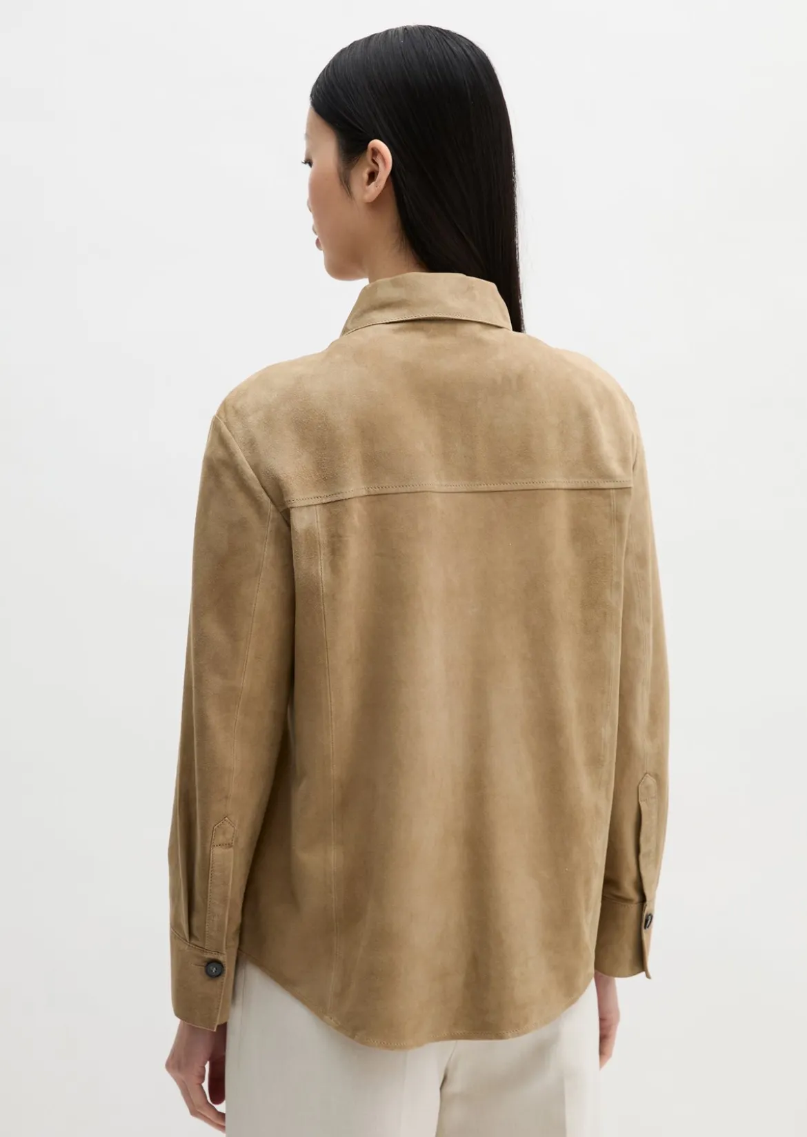 Leder-Overshirt regular aus weichem Ziegen-Veloursleder